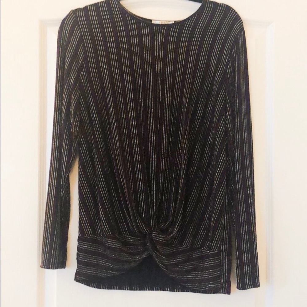 Black and multi-colored glitter top